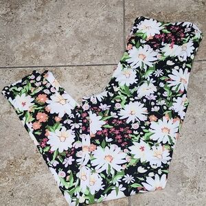 LuLaRoe Floral Leggings - Black, White, Pink, Green